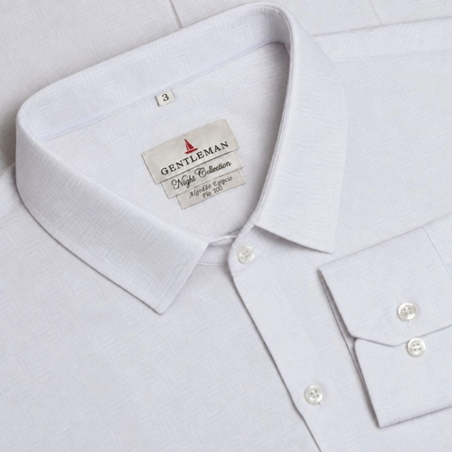 CAMISA NIGHT JACQUARD FIO 100 GEO BRANCO