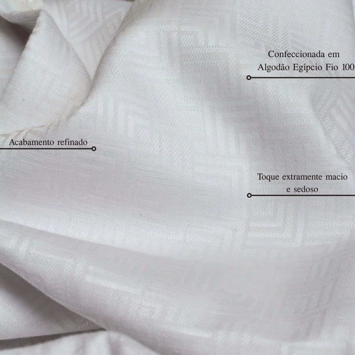 CAMISA NIGHT JACQUARD FIO 100 GEO BRANCO