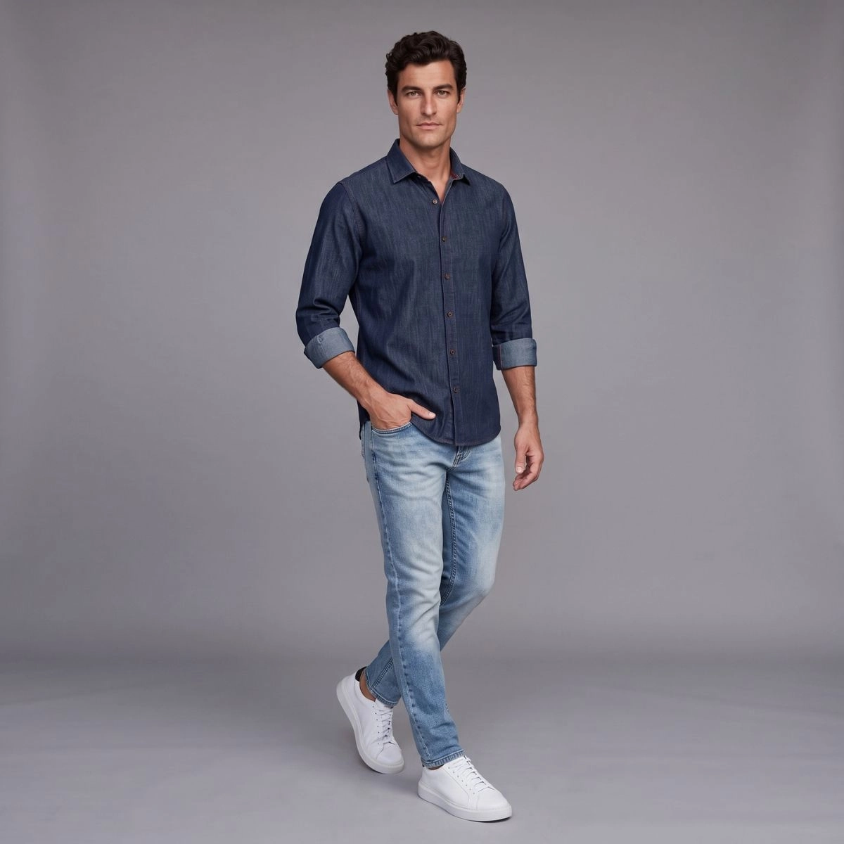 CAMISA JEANS DEEP BLUE MARINHO
