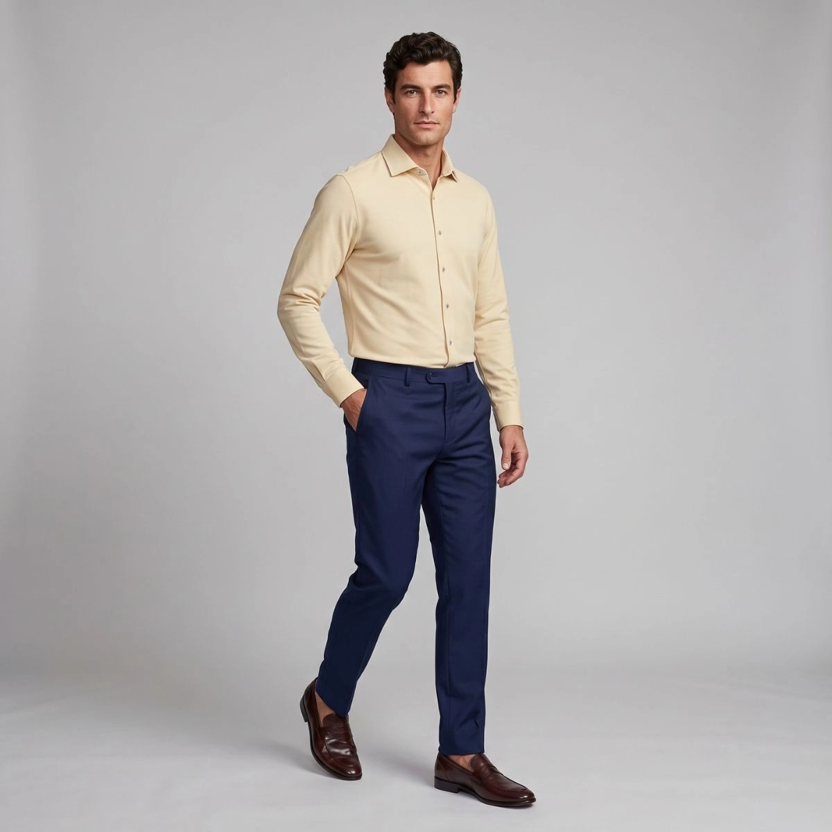 CAMISA OXFORDINE FIO 80 AMARELA