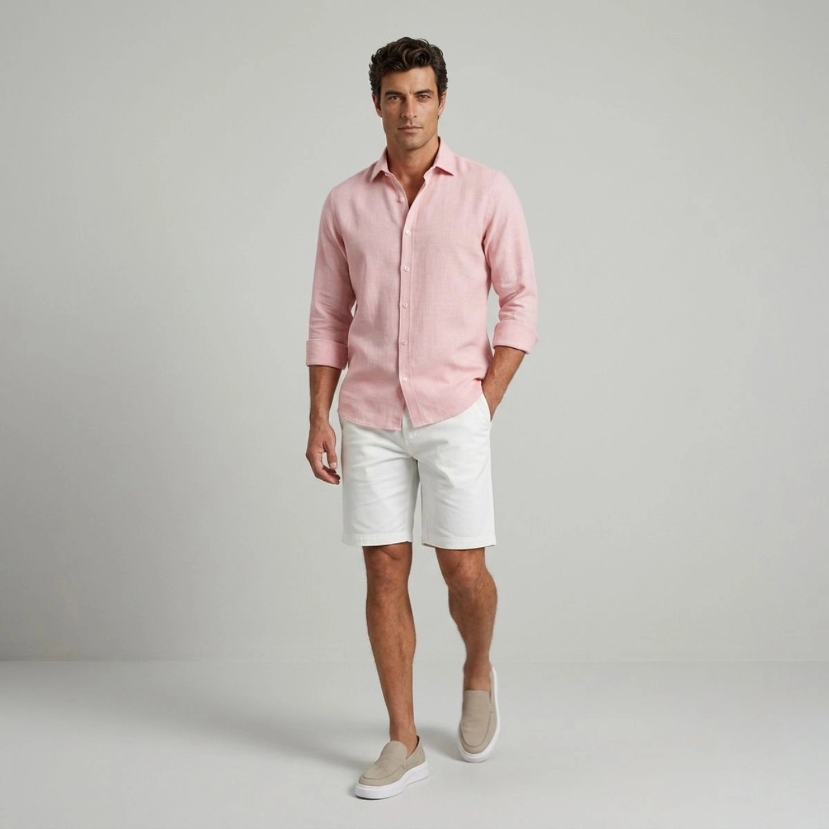 CAMISA LINHO IRLANDES ROSA