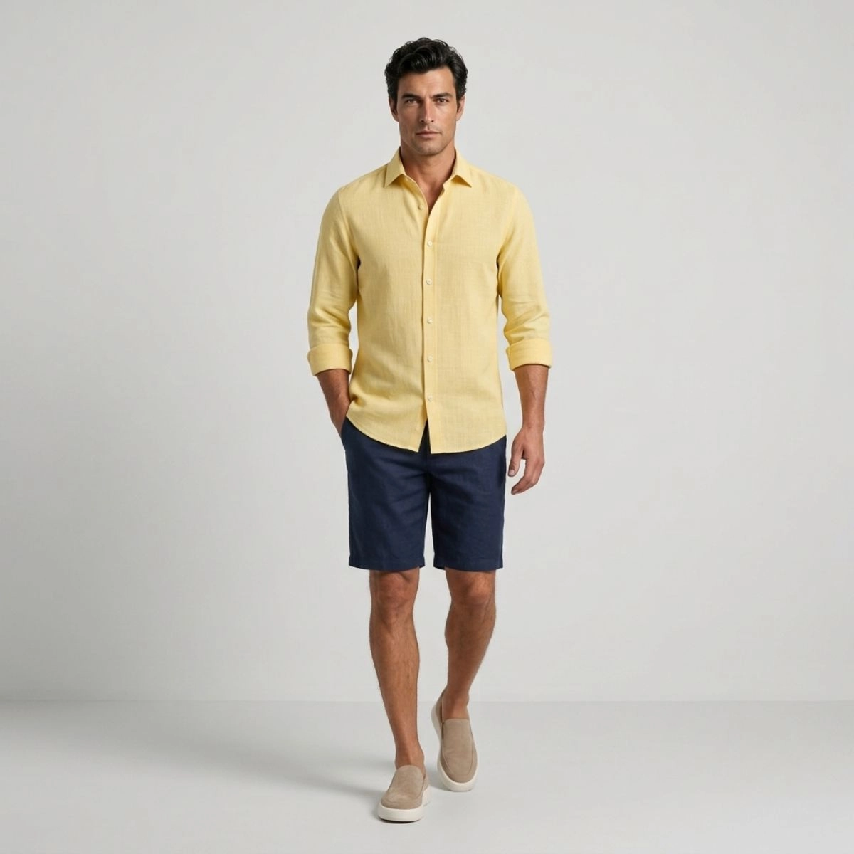 CAMISA LINHO IRLANDES AMARELO
