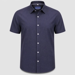 CAMISA M/C BLEND LINHO AZUL MARINHO