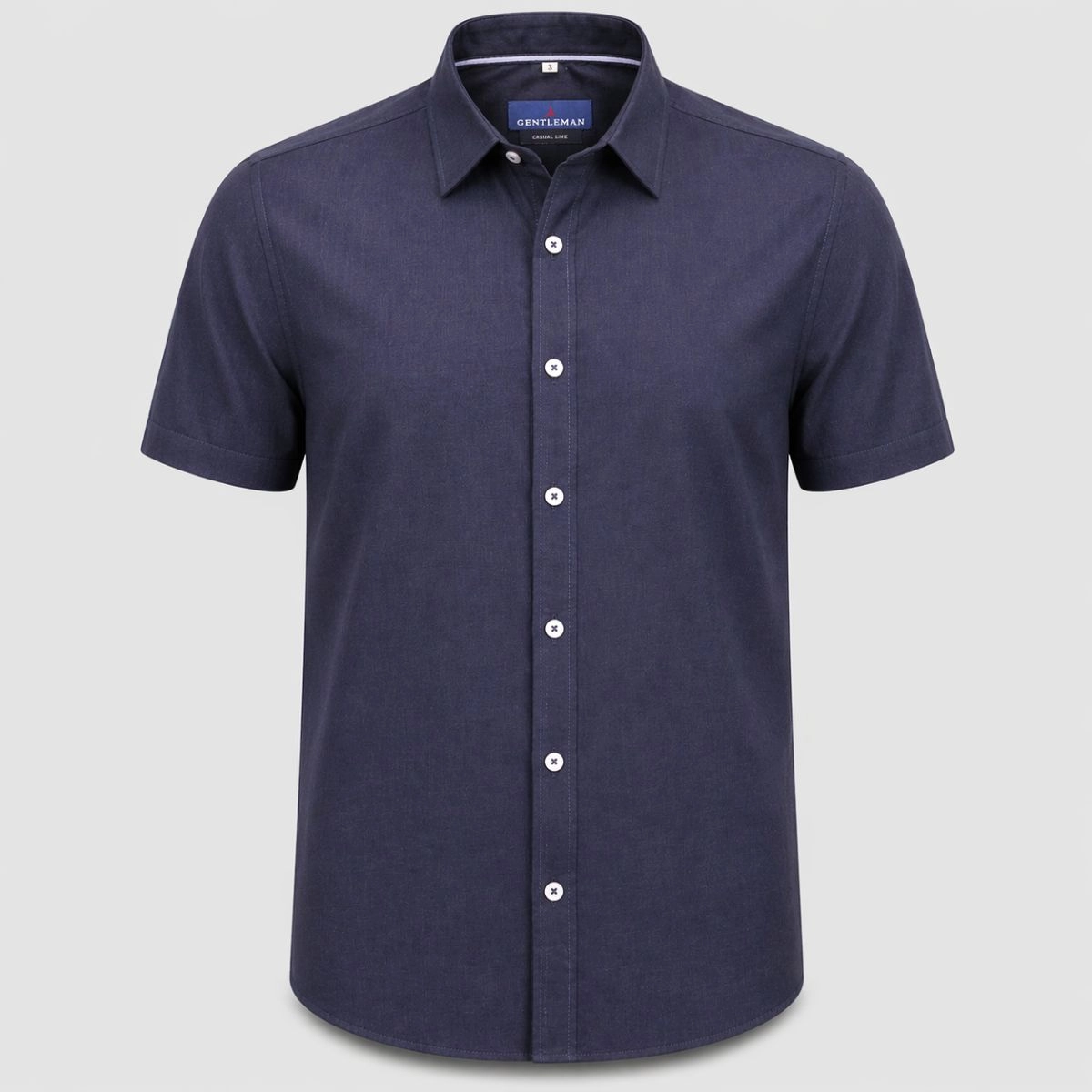CAMISA M/C BLEND LINHO AZUL MARINHO