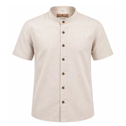 CAMISA M/C GOLA PADRE BLEND LINHO OFFWHI