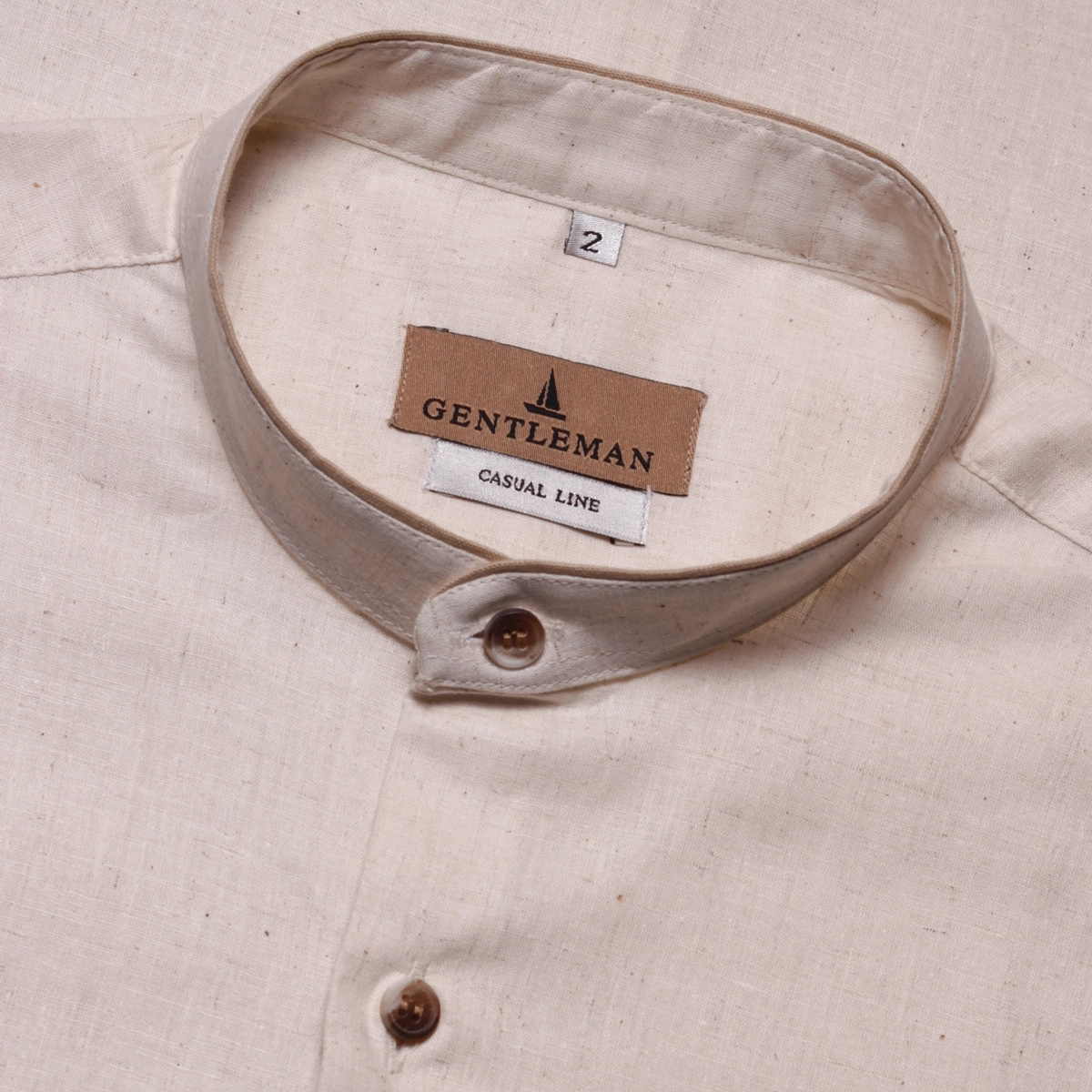 CAMISA M/C GOLA PADRE BLEND LINHO OFFWHI