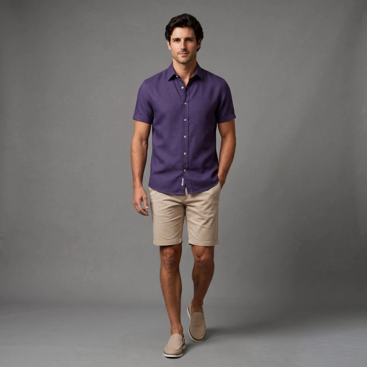 CAMISA M/C PURO LINHO MARINHO
