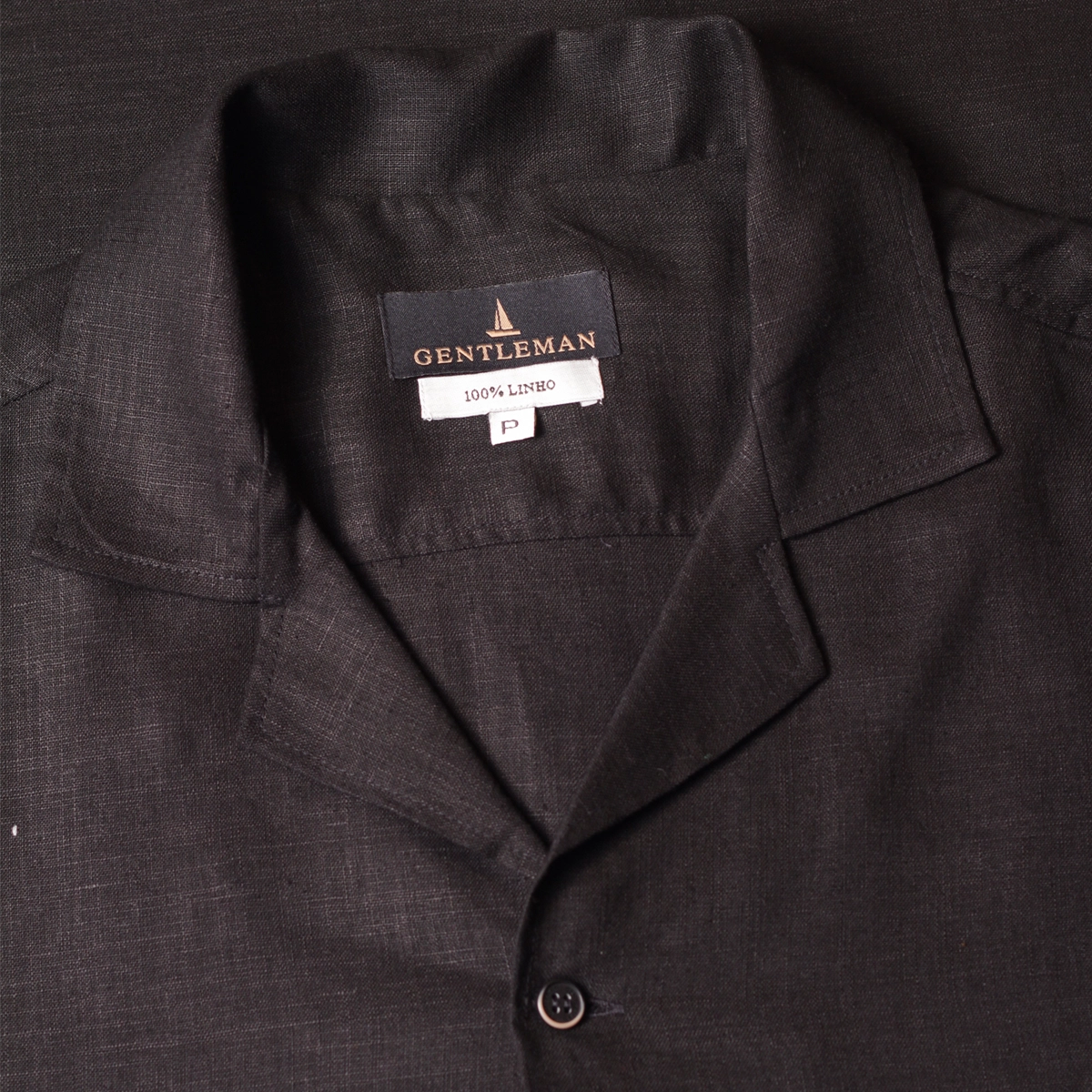 CAMISA M/C GOLA CUBANA PURO LINHO PRETO