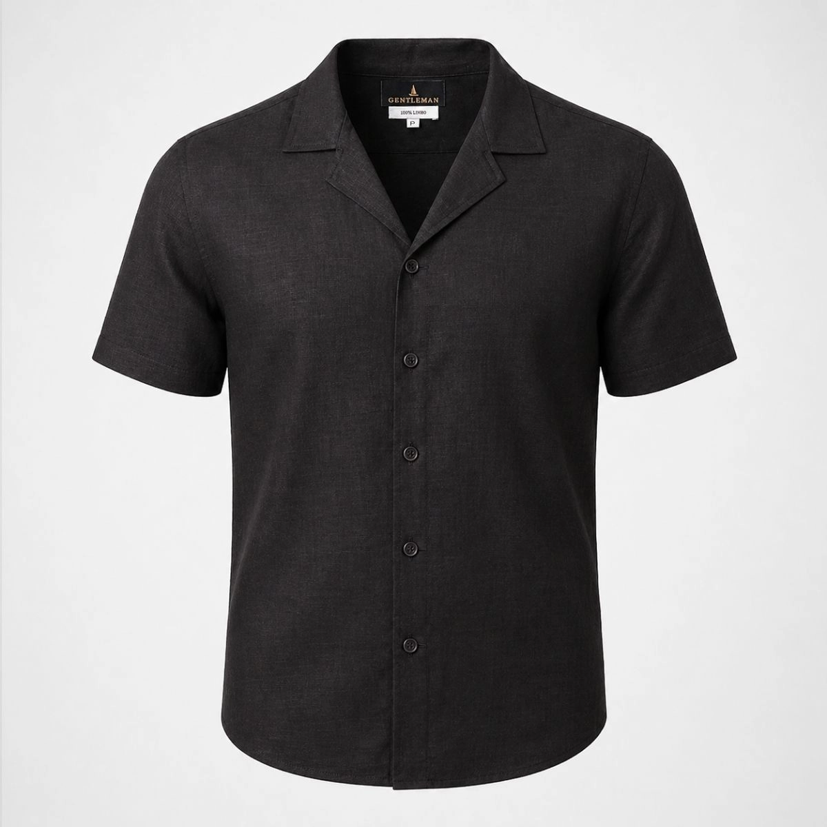 CAMISA M/C GOLA CUBANA PURO LINHO PRETO