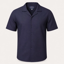 CAMISA M/C GOLA CUBANA MARINHO