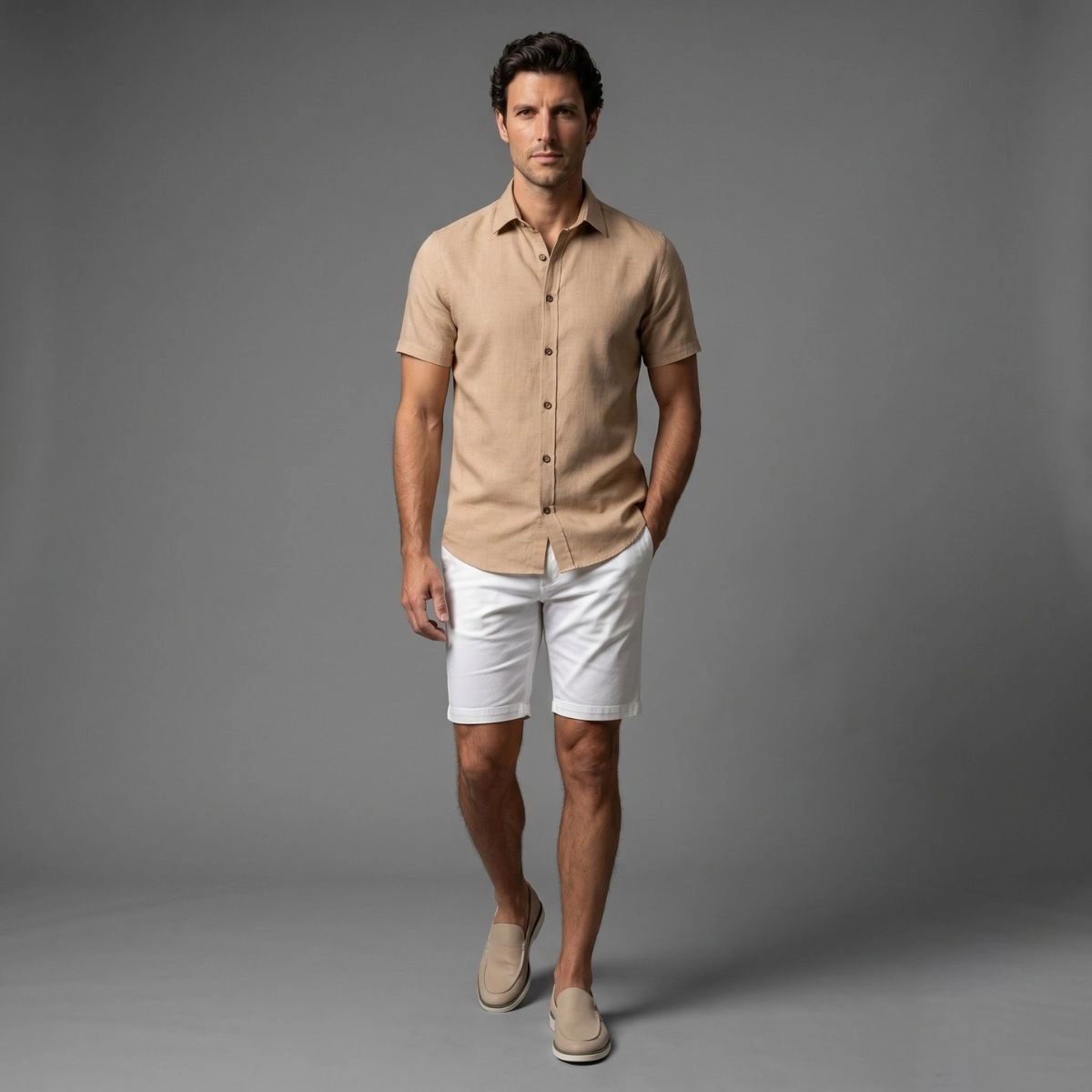 CAMISA M/C VISCOLINHO CAQUI