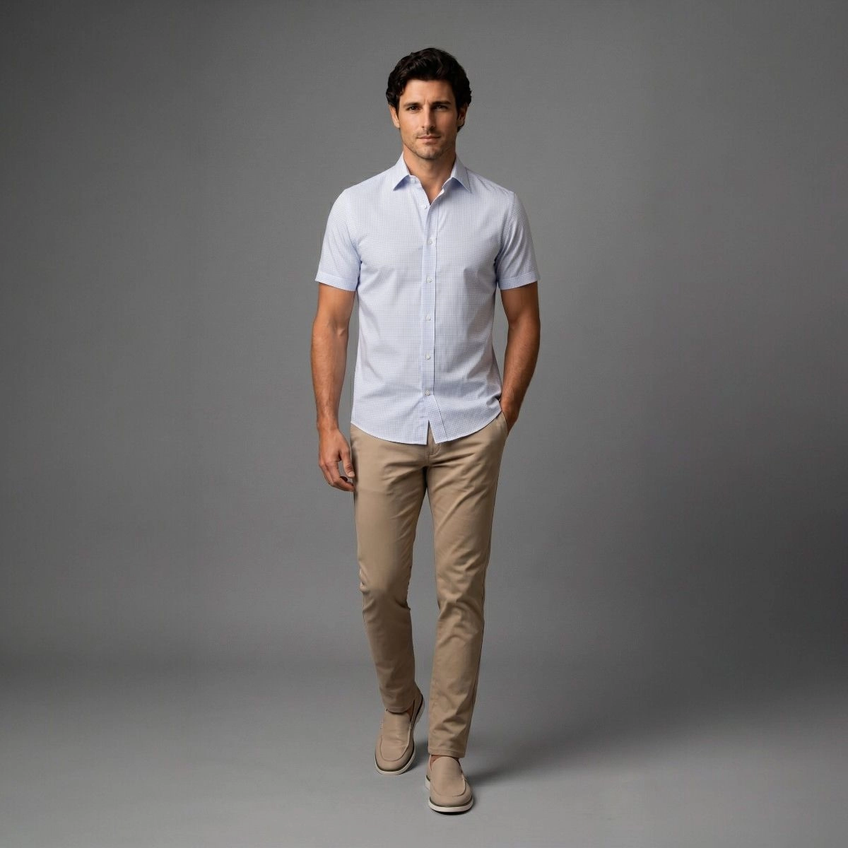 CAMISA M/C WORK TECH AZUL