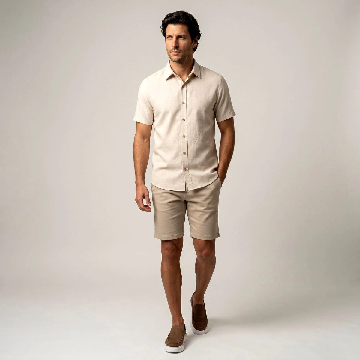 CAMISA M/C BLEND LINHO OFFWHITE