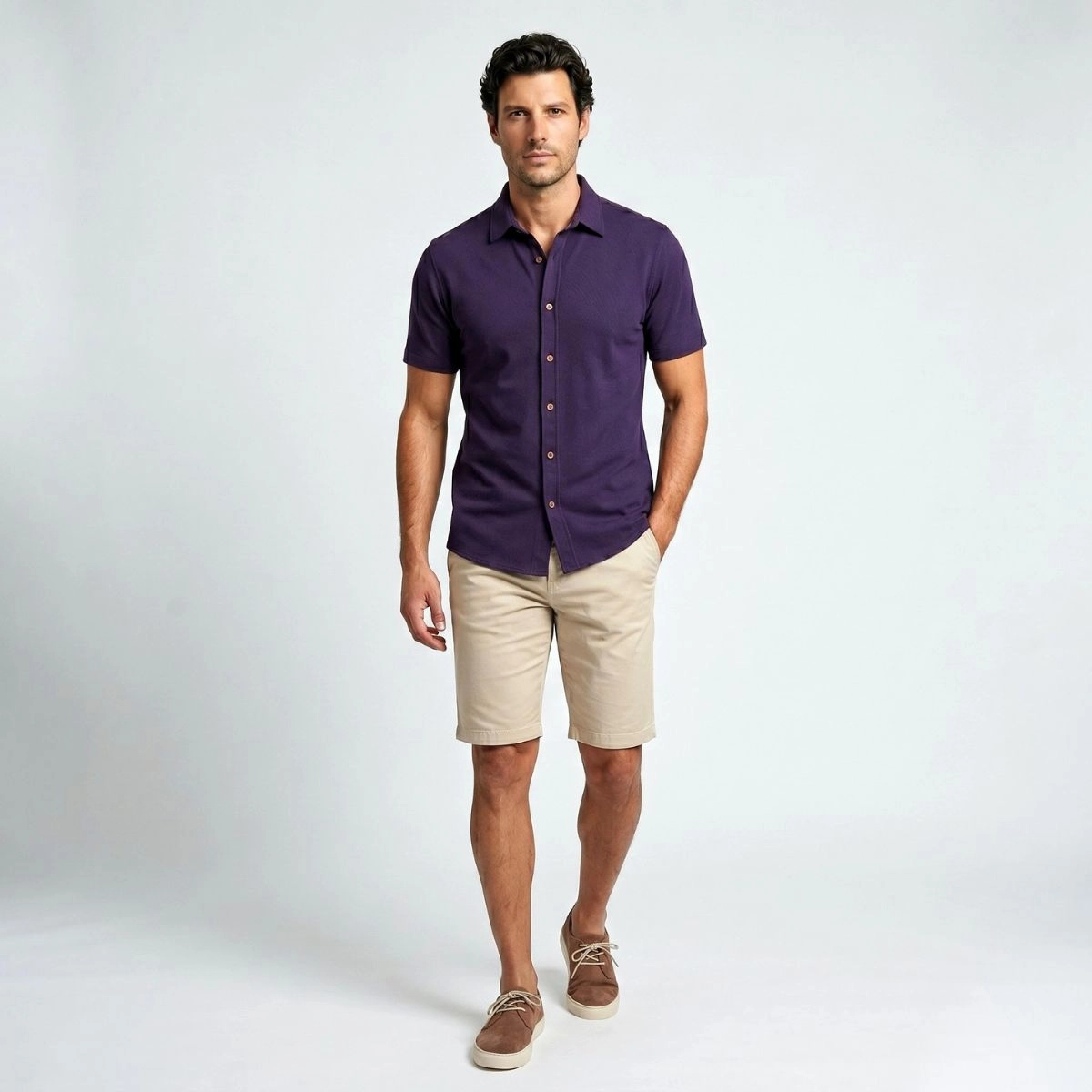 CAMISA M/C BLEND LINHO MARINHO
