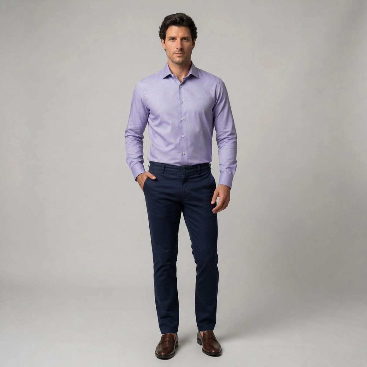 CAMISA FIO 80 MAQUINETA AZUL