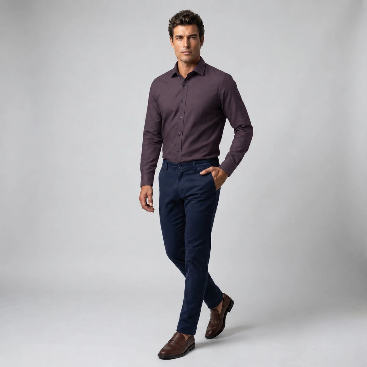 CAMISA OXFORDINE FIO 80 VINHO