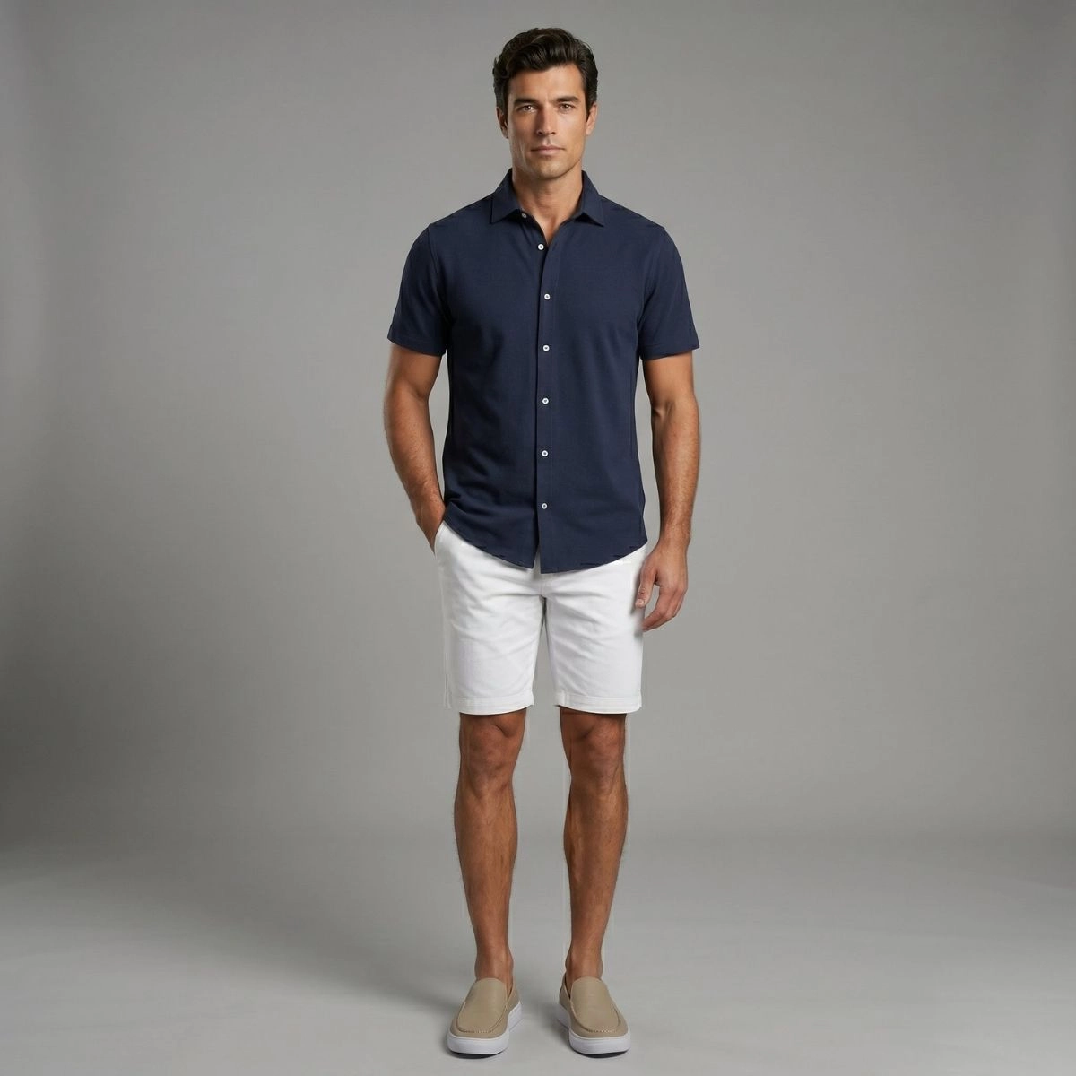CAMISA M/C BAMBU MARINHO
