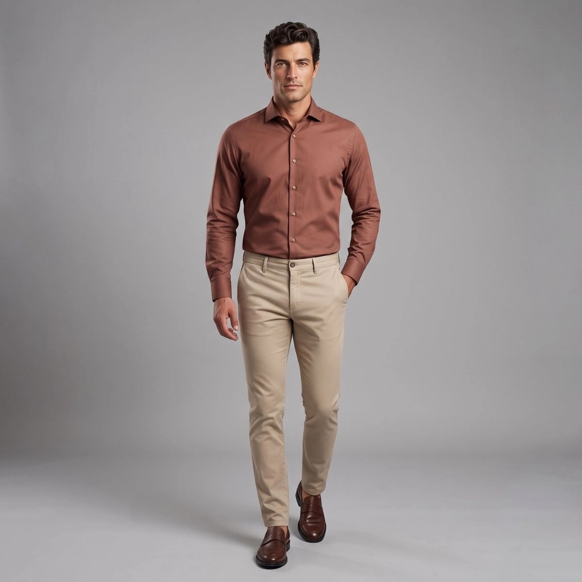 CAMISA BAMBU STRETCH MARROM