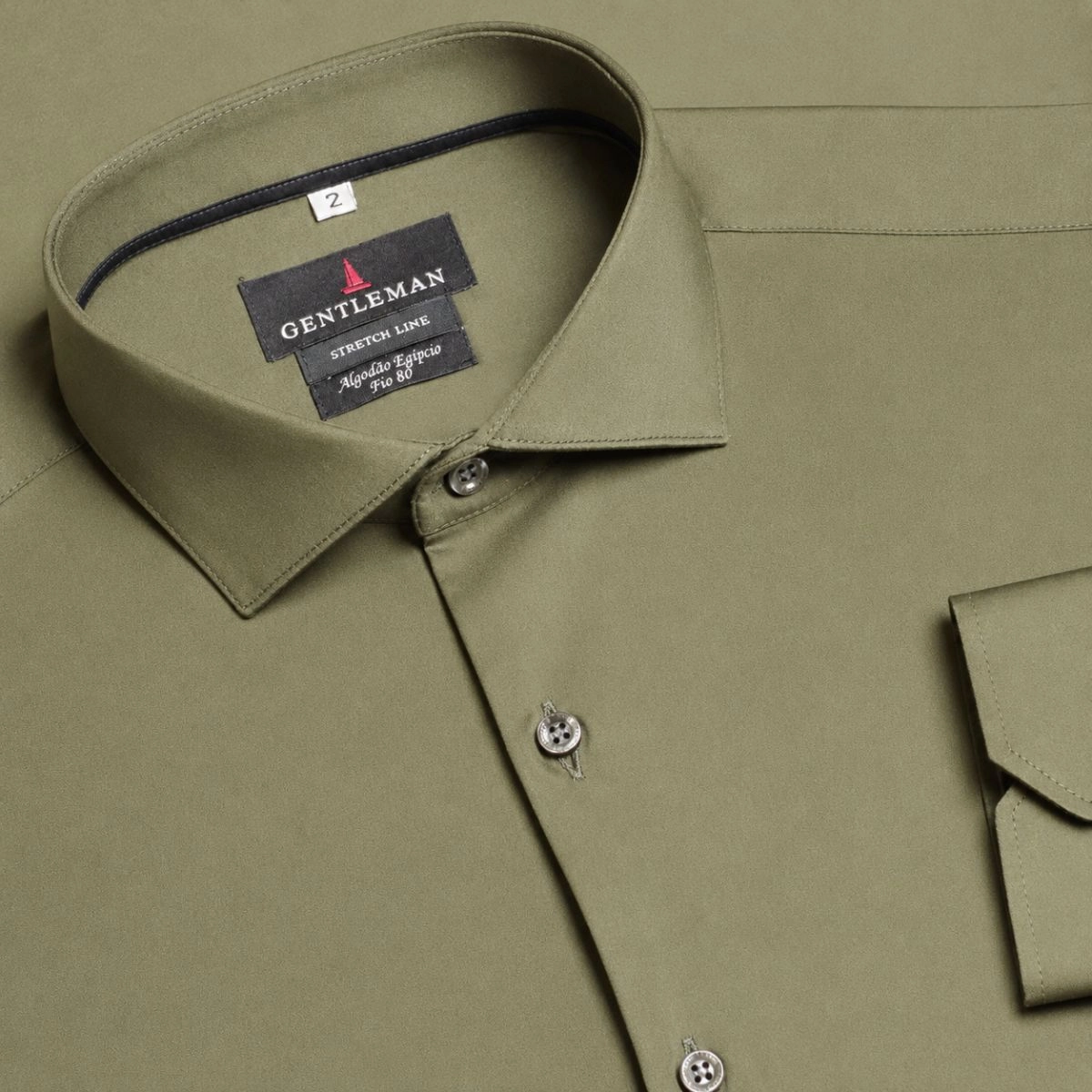 CAMISA STRETCH ACETINADA FIO 80 VERDE