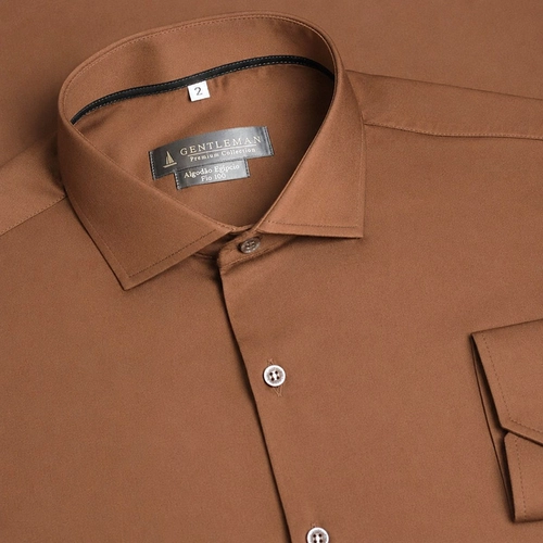 CAMISA ACETINADA FIO 100 MARROM