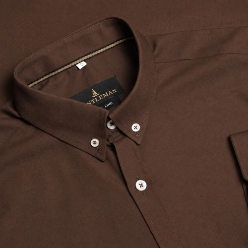 CAMISA OXFORD BOTTON MARROM