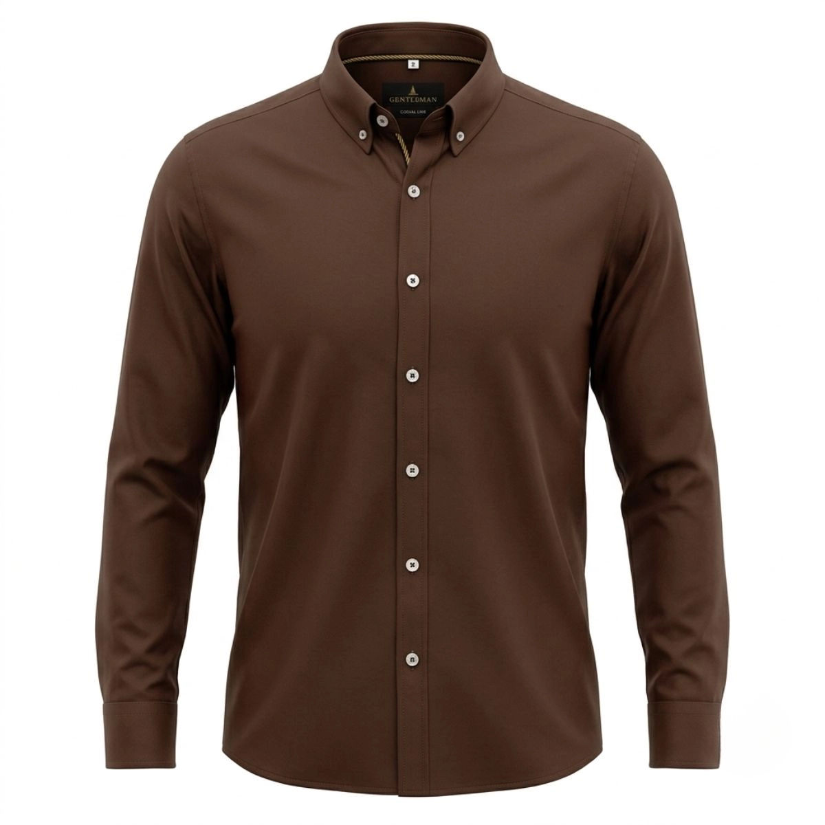 CAMISA OXFORD BOTTON MARROM