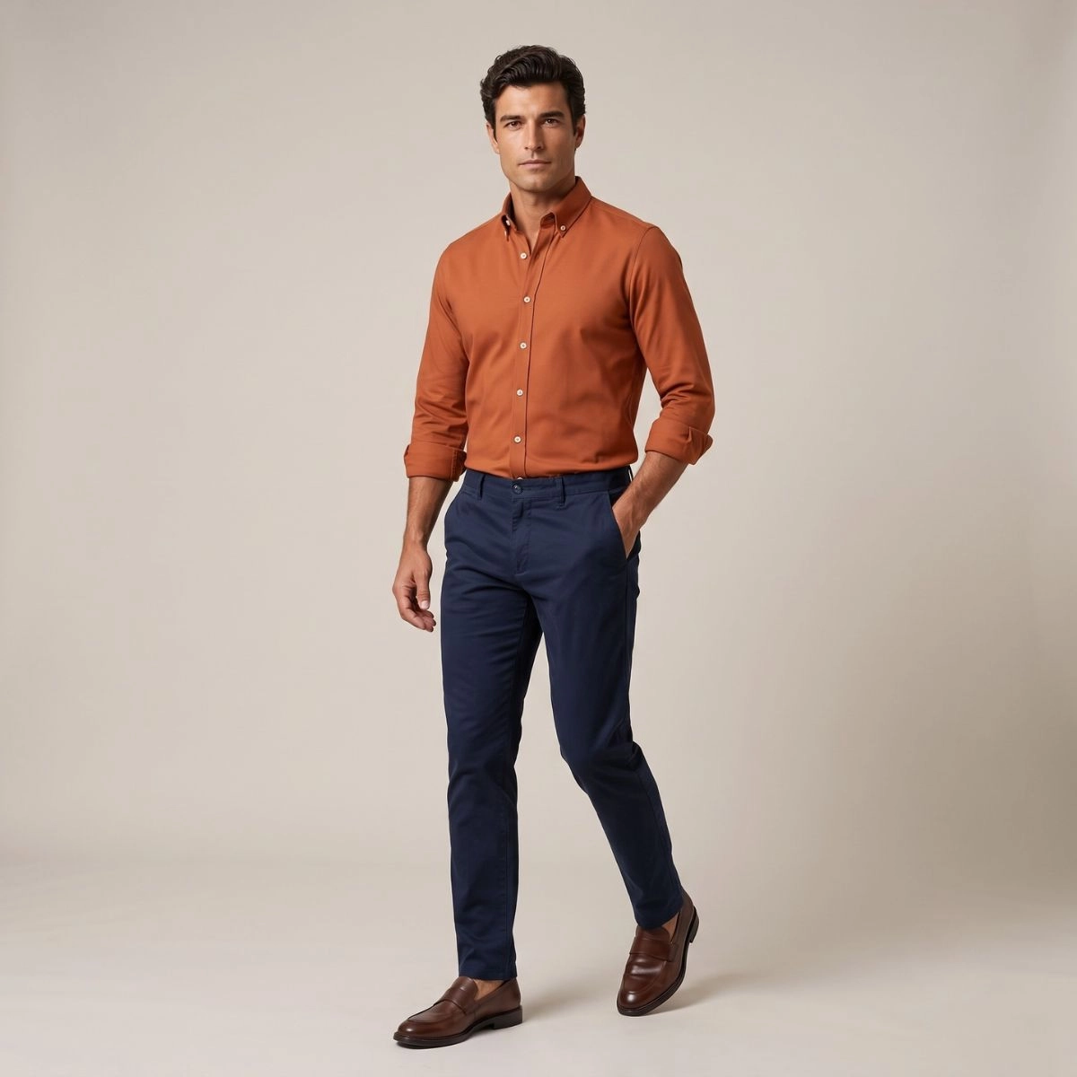 CAMISA OXFORD BOTTON TERRACOTA