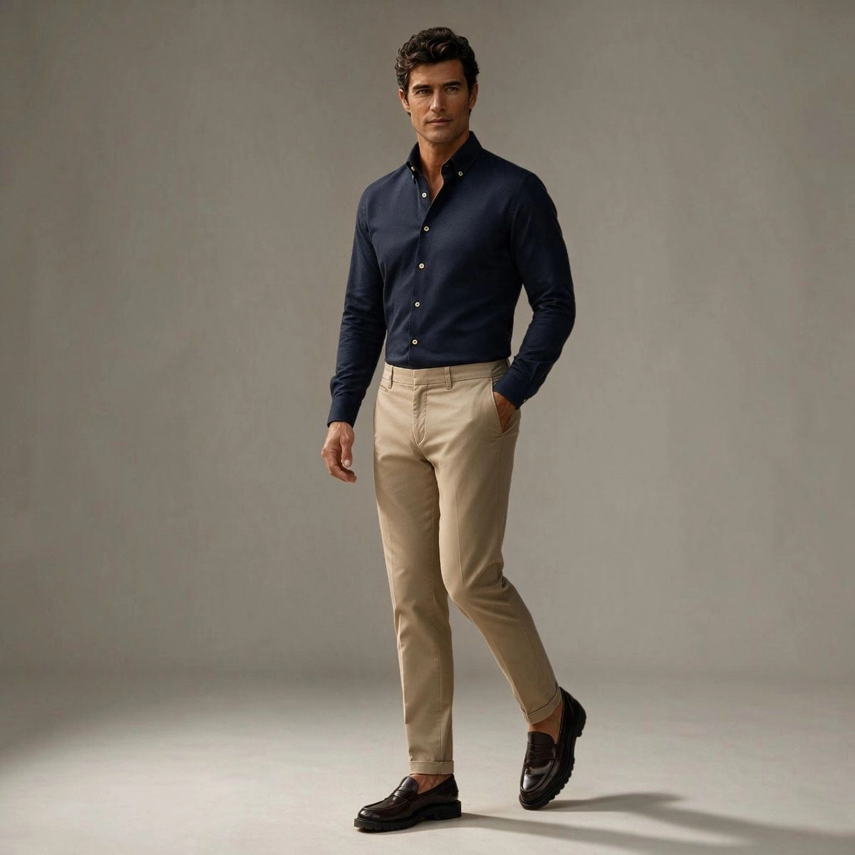 CAMISA OXFORD BOTTON MARINHO