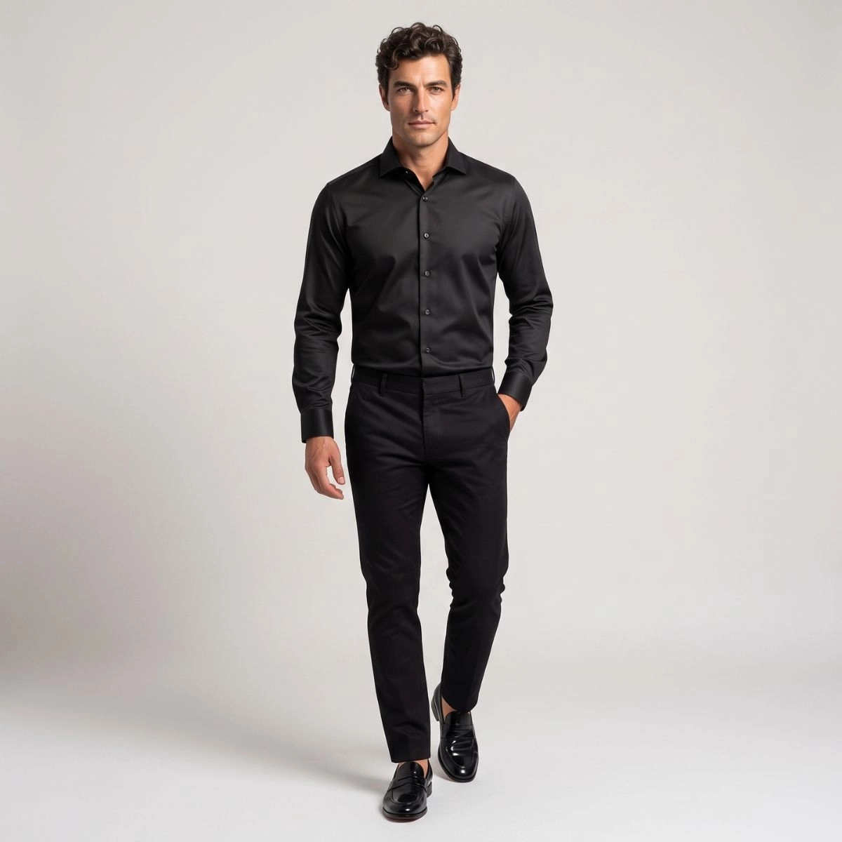 CAMISA NO IRON ITALIANA PRETA