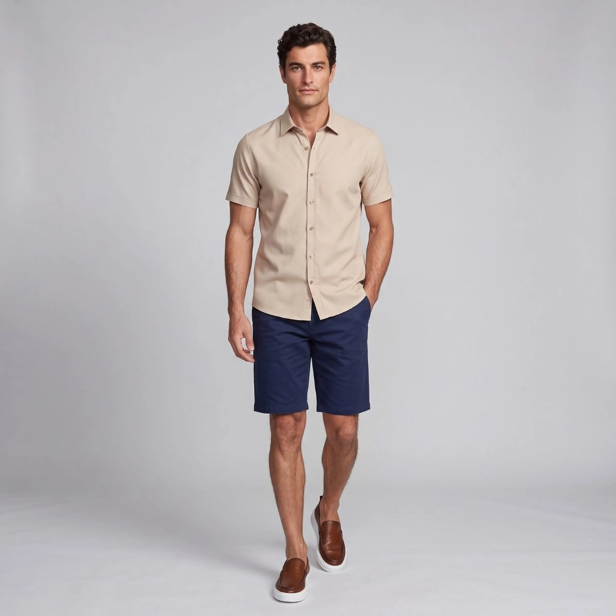CAMISA M/C OXFORD BEGE