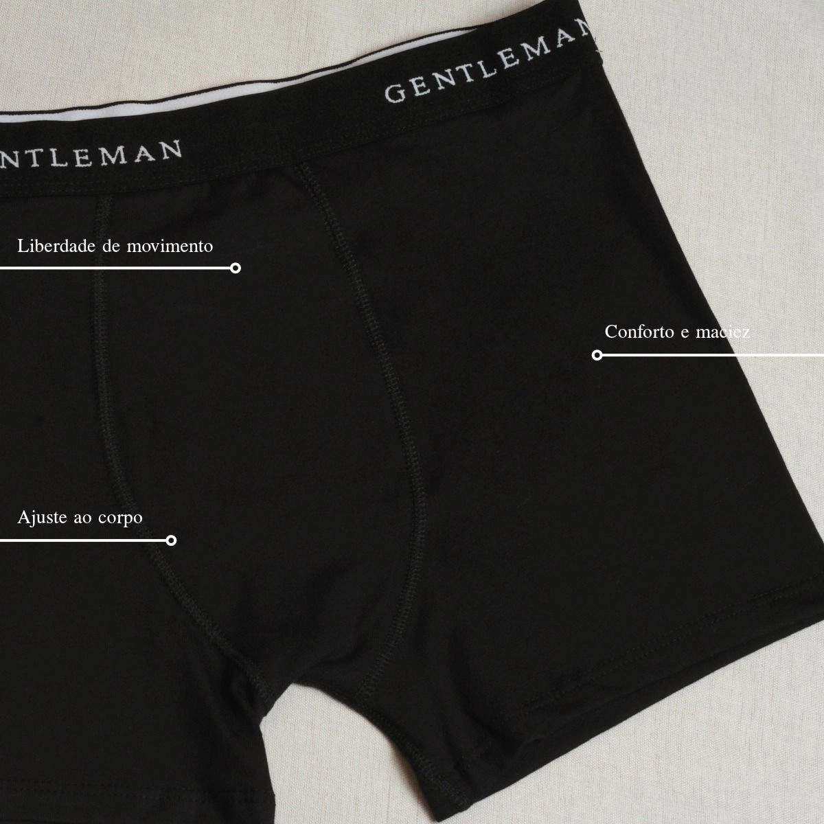 KIT 3 CUECAS BOXER GENTLEMAN ALG. PRETO